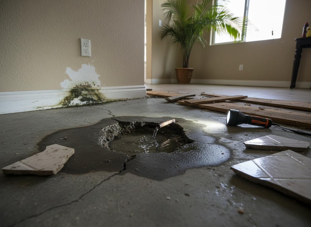 What a Slab Leak Looks Like in Santa Ana Homes